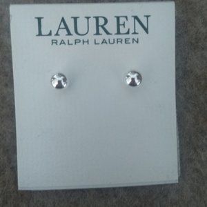 NEW Ralph Lauren Silver Ball Stud Earrings